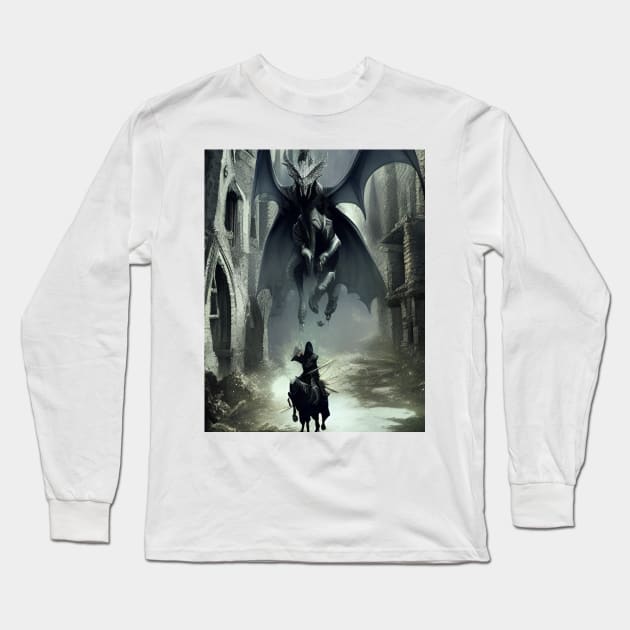 Dragon and Archer Long Sleeve T-Shirt by GrafDot